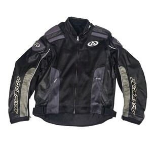 AGVSPORT Motorcycle Jacket Mens L Black Mesh Leather Padded Armored Racing Moto